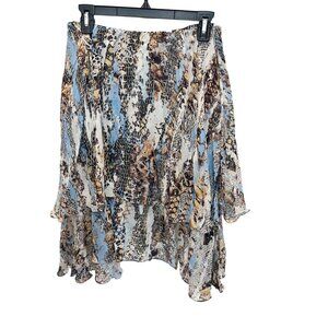 SHAN Blue Snakeskin Reptile Multi Way Cover Up Silk Skirt - Size 10